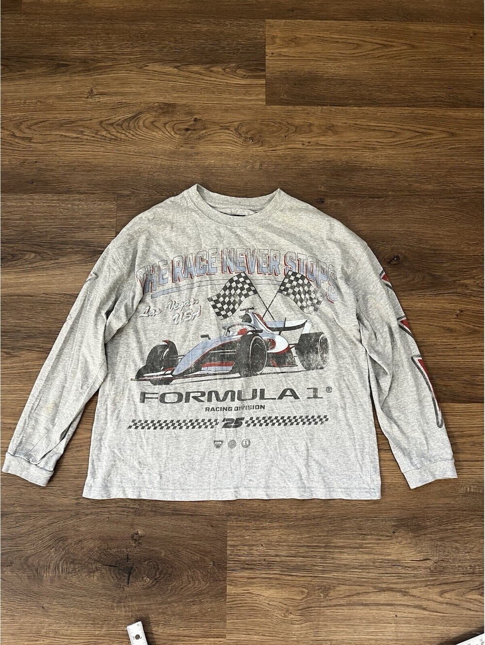 PacSun x Formula 1 F1 Las Vegas "Lights Out!" Long Sleeve Graphic T-Shirt Medium
